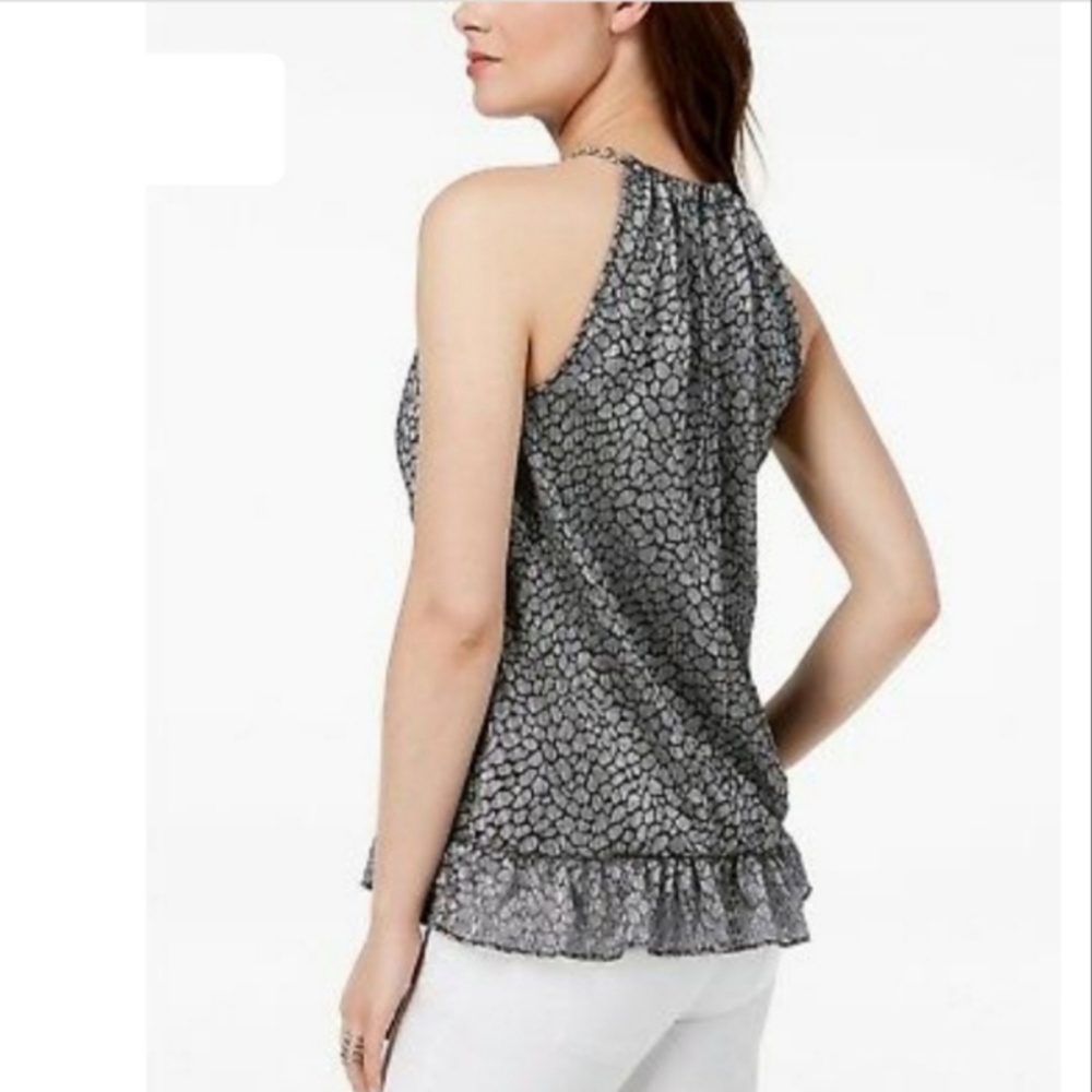 Michael Kors Black and Silver Metallic Halter Top - Picture 2 of 14
